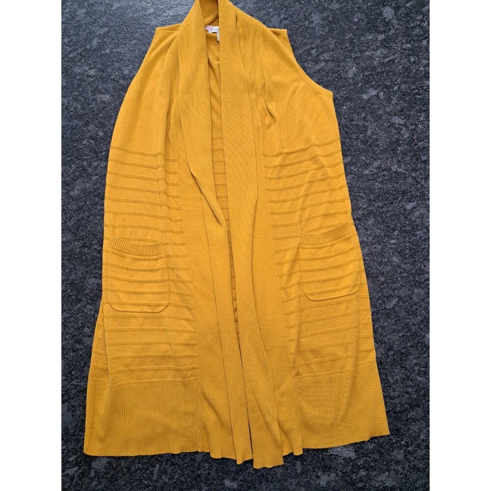 Isaac Mizrahi Live Long Cardigan Open Front Women's Size Small Mustard Yellow